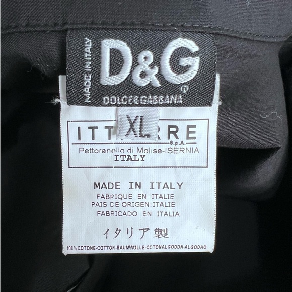 D&G Dolce & Gabbana Black Button Down Short Sleeve Shirt Size XL - Picture 9 of 10